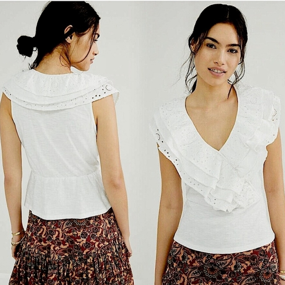 Anthropologie Porridge Jodi Ruffled Eyelet Crop Top NWT